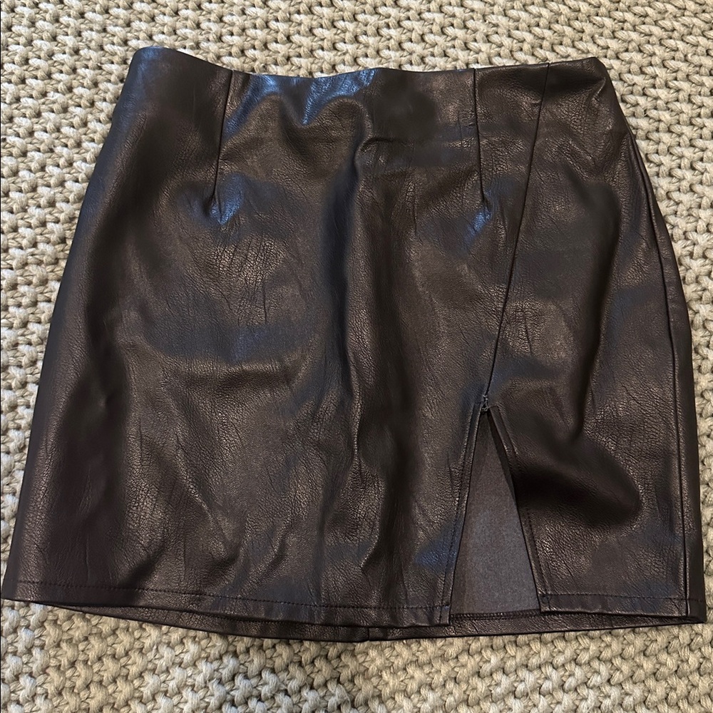 Superdown Black Faux Leather Skirt